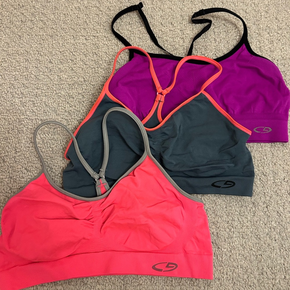 Set of 3 Champion Sports Bras Stretchy Comfortable Racerback Light Support Sz M